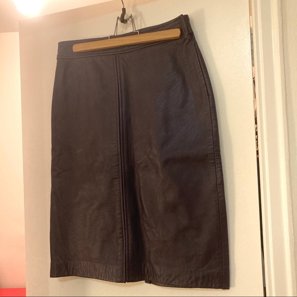 Vintage DKNY purple leather midi skirt - Picture 1 of 4